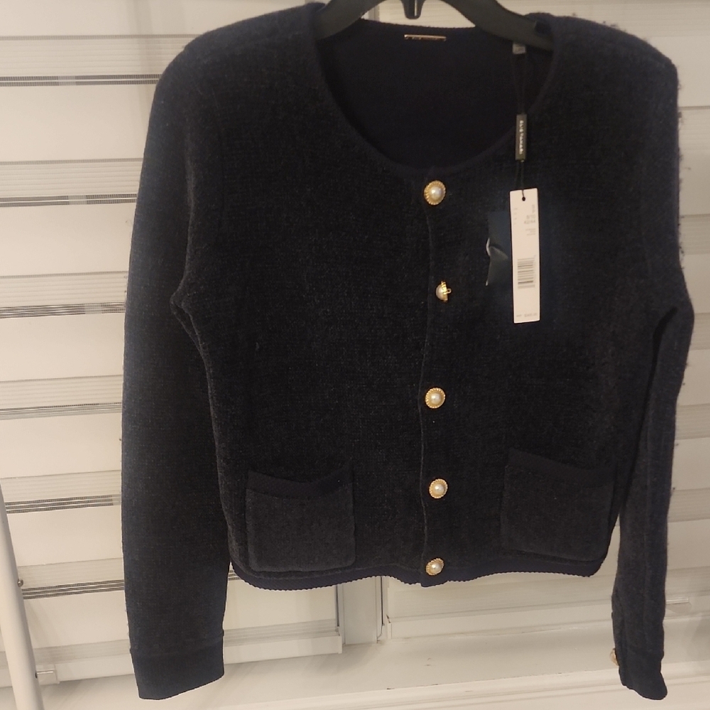 ELIE TAHARI Eclipse Cardigan with Gold Buttons Size S
